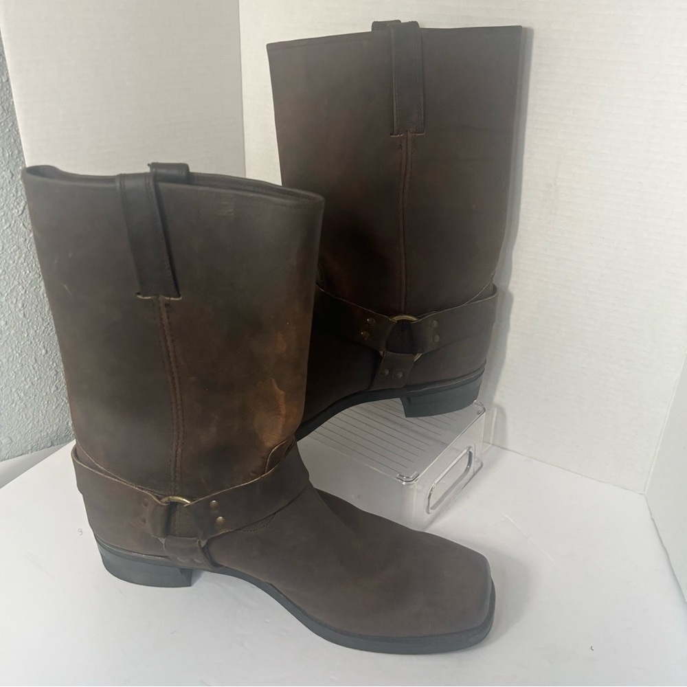 FRYE Gaucho Oiled Brown Conway Leather Harness Moto Biker Western Boot 87350 - Picture 9 of 12